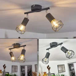 Plafonnier Baripada Chrome, Gris, 2 lumières