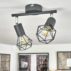 Plafonnier Baripada Chrome, Gris, 2 lumières