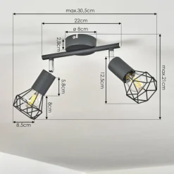 Plafonnier Baripada Chrome, Gris, 2 lumières