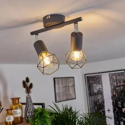 Plafonnier Baripada Chrome, Gris, 2 lumières