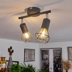 Plafonnier Baripada Chrome, Gris, 2 lumières