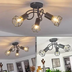 Plafonnier Baripada Gris, 3 lumières
