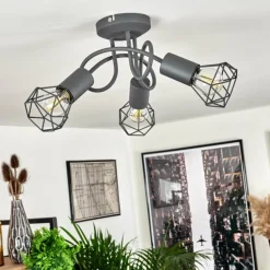 Plafonnier Baripada Gris, 3 lumières