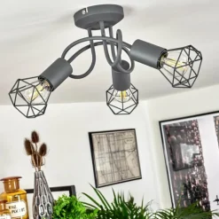 Plafonnier Baripada Gris, 3 lumières