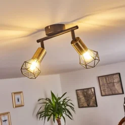 Plafonnier Baripada Laiton, Noir, 2 lumières