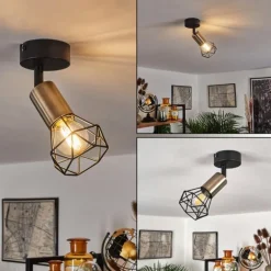 Plafonnier Baripada Laiton, Noir, 1 lumière