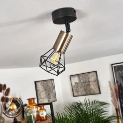 Plafonnier Baripada Laiton, Noir, 1 lumière