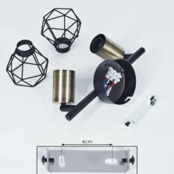 Plafonnier Baripada Laiton, Noir, 2 lumières