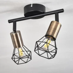 Plafonnier Baripada Laiton, Noir, 2 lumières