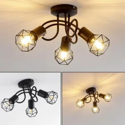 Plafonnier Baripada Noir, 3 lumières