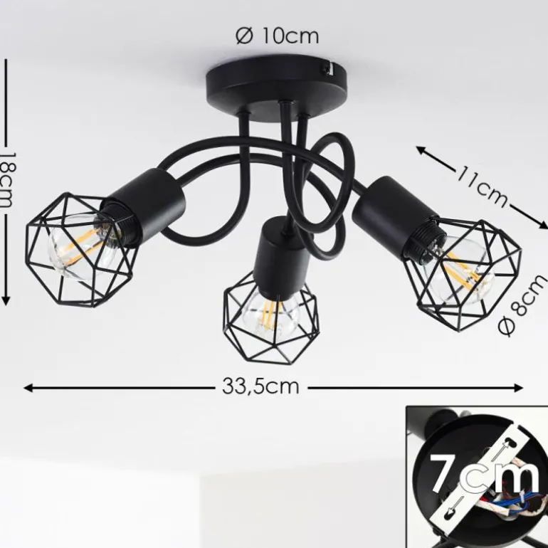 Plafonnier Baripada Noir, 3 lumières