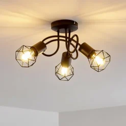 Plafonnier Baripada Noir, 3 lumières