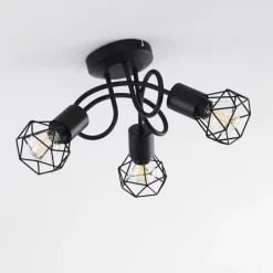 Plafonnier Baripada Noir, 3 lumières
