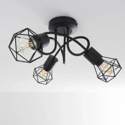 Plafonnier Baripada Noir, 3 lumières