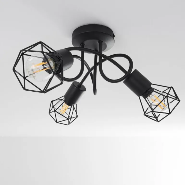 Plafonnier Baripada Noir, 3 lumières