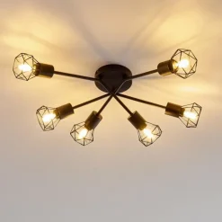 Plafonnier Baripada Noir, 6 lumières