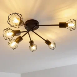 Plafonnier Baripada Noir, 6 lumières