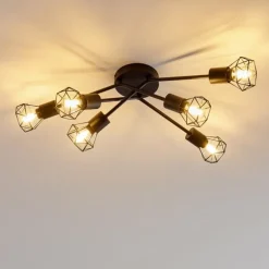 Plafonnier Baripada Noir, 6 lumières