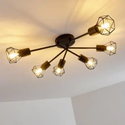 Plafonnier Baripada Noir, 6 lumières