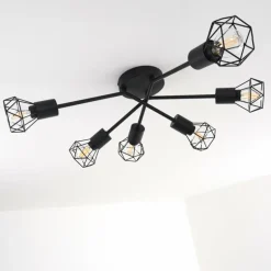 Plafonnier Baripada Noir, 6 lumières