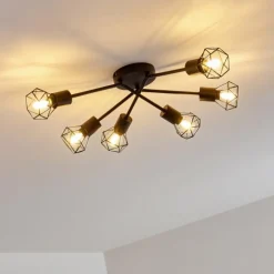 Plafonnier Baripada Noir, 6 lumières