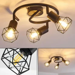 Plafonnier Baripada Noir, 3 lumières