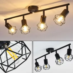 Plafonnier Baripada Noir, 4 lumières