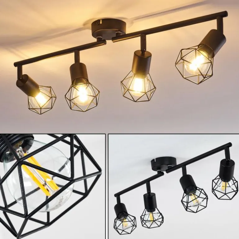Plafonnier Baripada Noir, 4 lumières