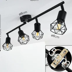Plafonnier Baripada Noir, 4 lumières