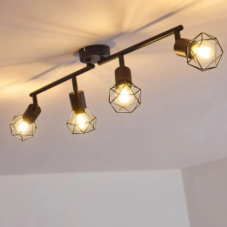 Plafonnier Baripada Noir, 4 lumières