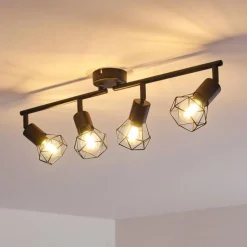 Plafonnier Baripada Noir, 4 lumières