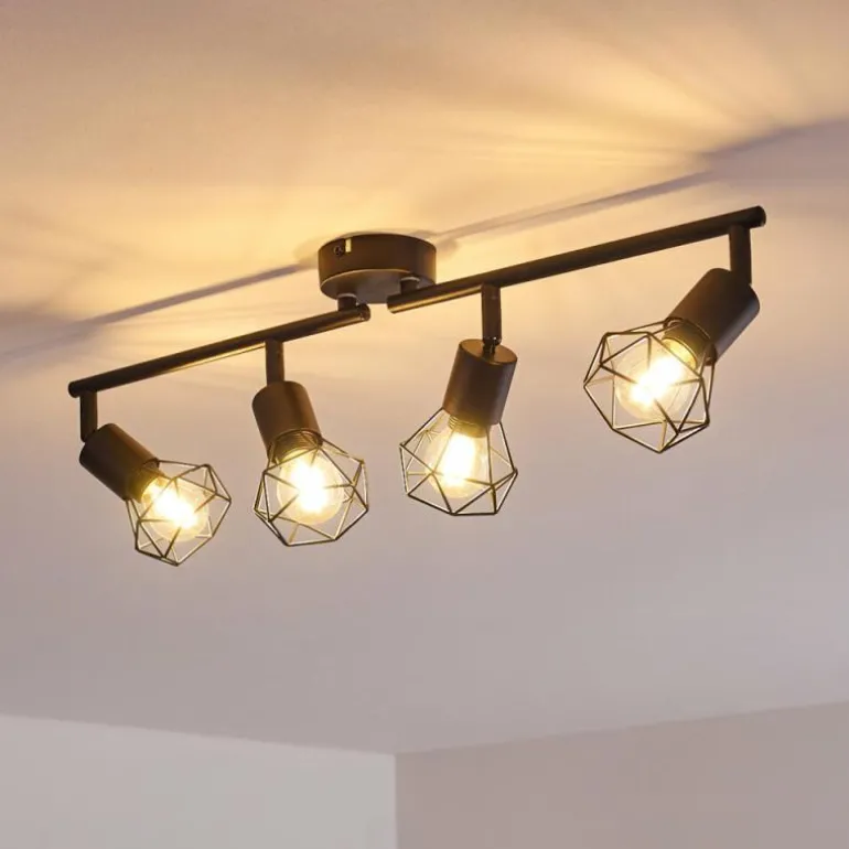 Plafonnier Baripada Noir, 4 lumières