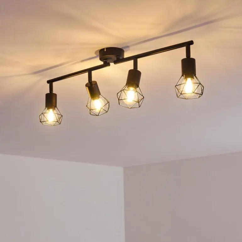 Plafonnier Baripada Noir, 4 lumières