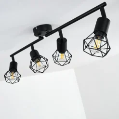Plafonnier Baripada Noir, 4 lumières