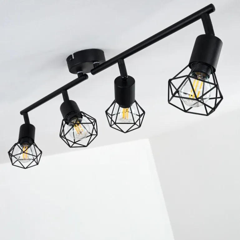 Plafonnier Baripada Noir, 4 lumières
