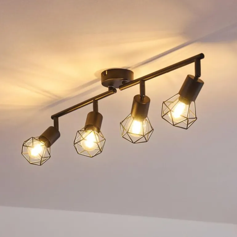 Plafonnier Baripada Noir, 4 lumières