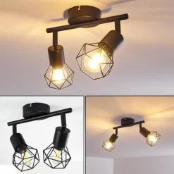 Plafonnier Baripada Noir, 2 lumières