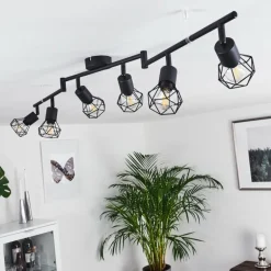 Plafonnier Baripada Noir, 6 lumières