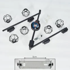 Plafonnier Baripada Noir, 6 lumières