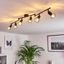 Plafonnier Baripada Noir, 6 lumières