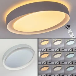 Plafonnier Beade LED Gris, Blanc, 1 lumière, Télécommandes, Changeur de couleurs