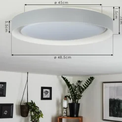 Plafonnier Beade LED Gris, Blanc, 1 lumière, Télécommandes, Changeur de couleurs