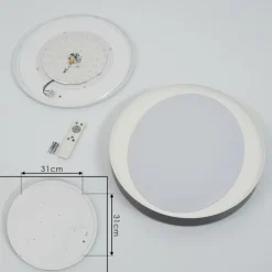 Plafonnier Beade LED Gris, Blanc, 1 lumière, Télécommandes, Changeur de couleurs
