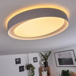 Plafonnier Beade LED Gris, Blanc, 1 lumière, Télécommandes, Changeur de couleurs