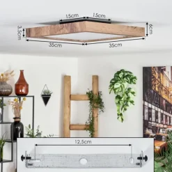 Plafonnier Bealeton LED Brun, Couleur bois, 1 lumière