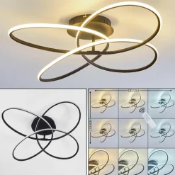 Plafonnier Belgorod LED Noir, Blanc, 1 lumière, Télécommandes