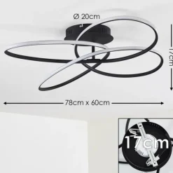 Plafonnier Belgorod LED Noir, Blanc, 1 lumière, Télécommandes