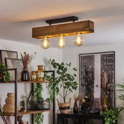 Plafonnier Berat Brun, Noir, 3 lumières