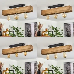 Plafonnier Berat Brun, Noir, 3 lumières