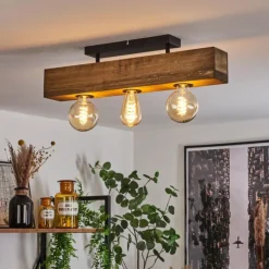 Plafonnier Berat Brun, Noir, 3 lumières